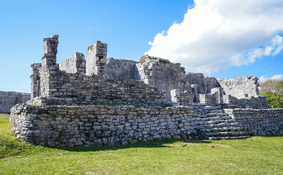 Maya ruins in Tulum, Mexico during a sunny day