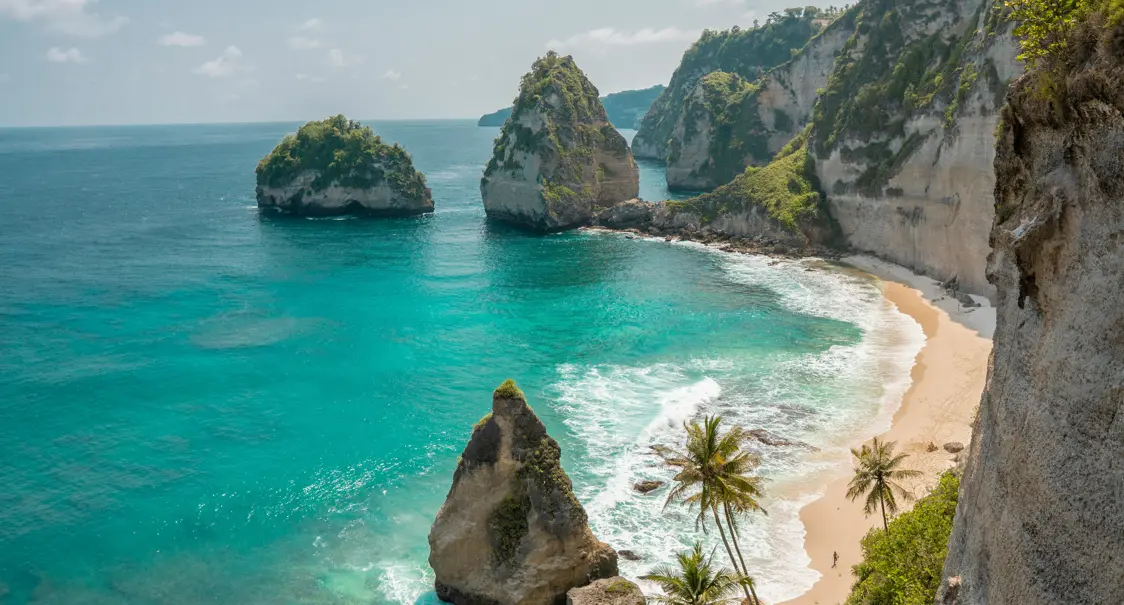 view of a beach and the ocean in Bali, Indonesia