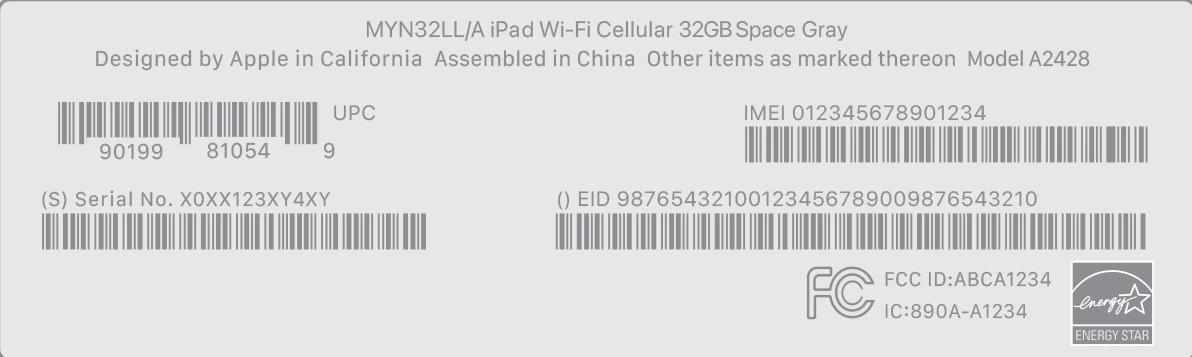 barcode sticker example of phone device packaging