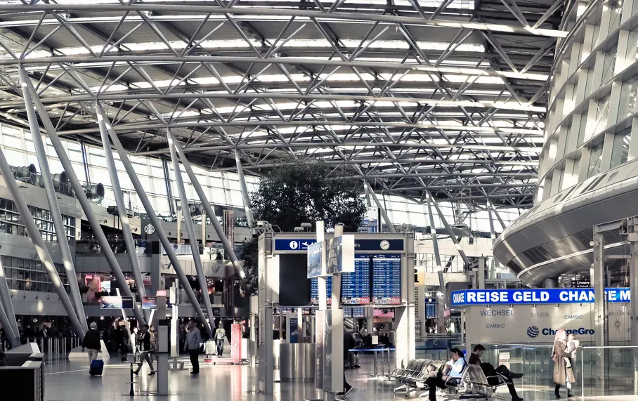 Inside airport departure hall