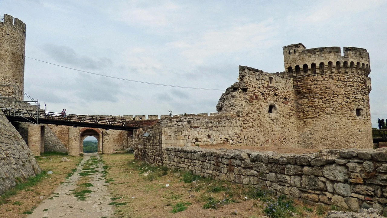 old castle in Serbia with cloudy skies in the background