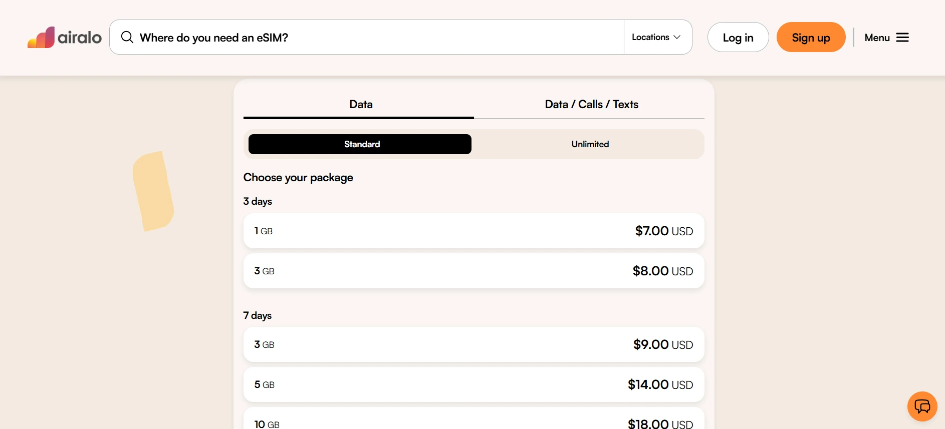 Airalo Canada eSIM screenshot