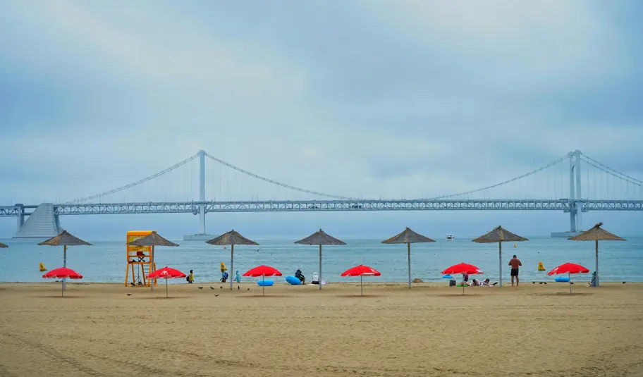 Gwangalli Beach with the bridge in the background