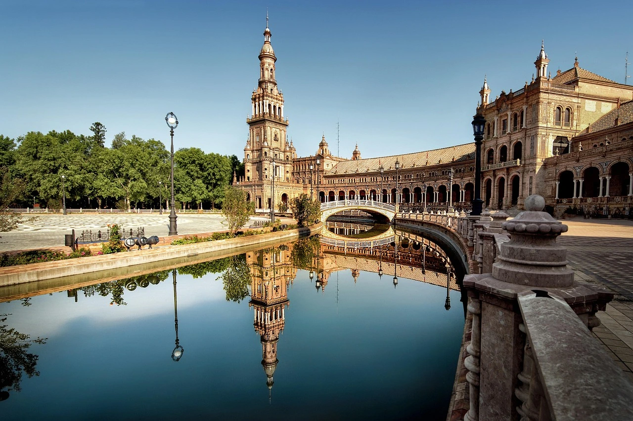 Plaza de Espana on a sunny day in Seville, Spain
