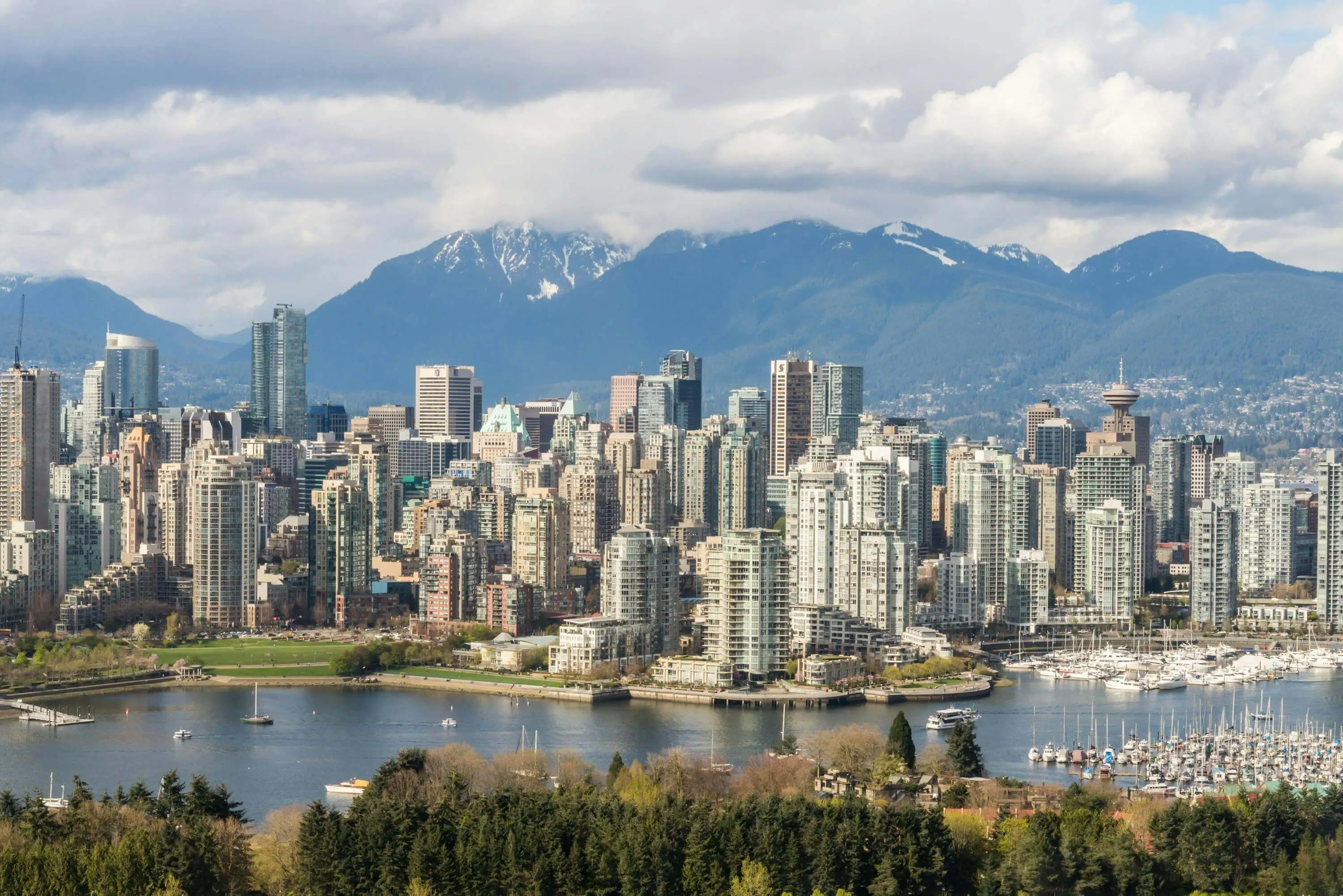 Vancouver Skyline with Mountains and Marina