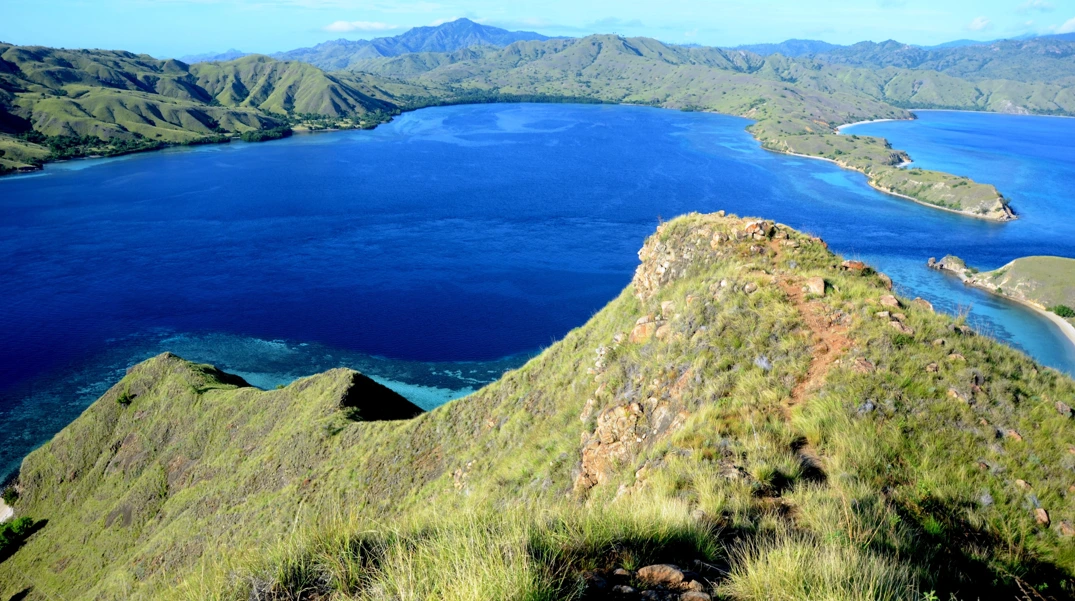 Aerial view of Komodo Islands in Indonesia