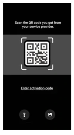 QR code eSIM activation screenshot