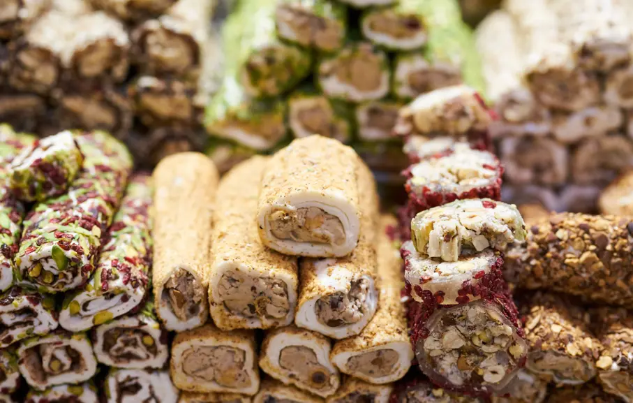 Different varieties of Turkish dessert Turkish delight