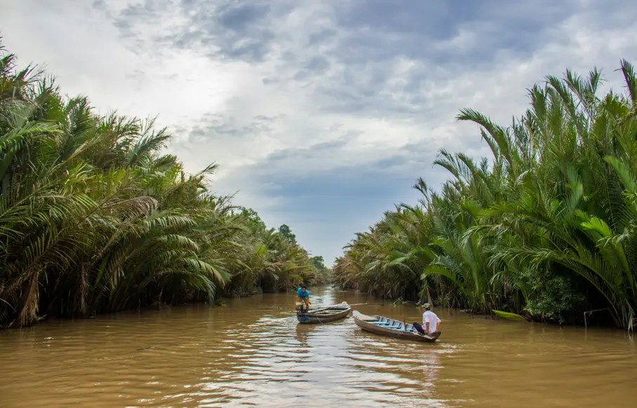 two small boats in the Mekong Delta in Southern Vietnam