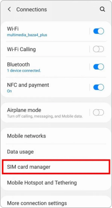  Tap on SIM card manager